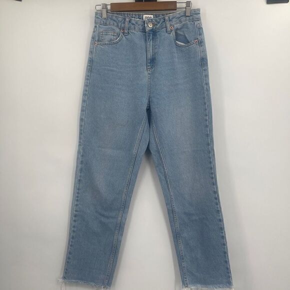 BDG Women's Light Wash Fringe Hem High Rise Tapered Blue Jeans Size 28 - Picture 1 of 7